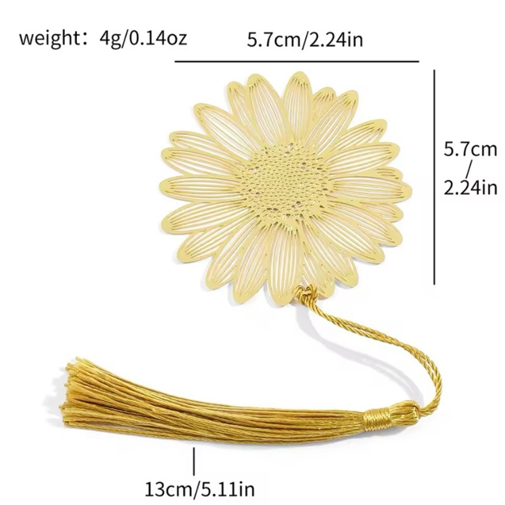 Sunflower Handmade Book Mark in Gold With Golden Tassel - Picture 5 of 5
